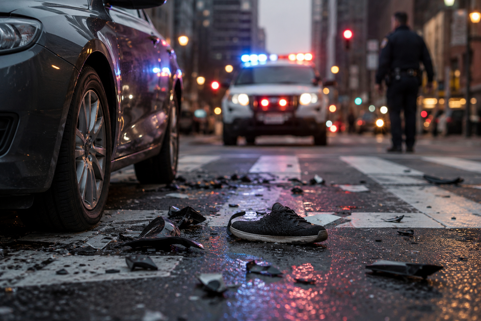 Police investigating a nighttime hit-and-run pedestrian accident in Hackensack Bergen County New Jersey