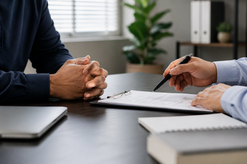 Worker discussing return-to-work restrictions during a New Jersey workers' compensation claim