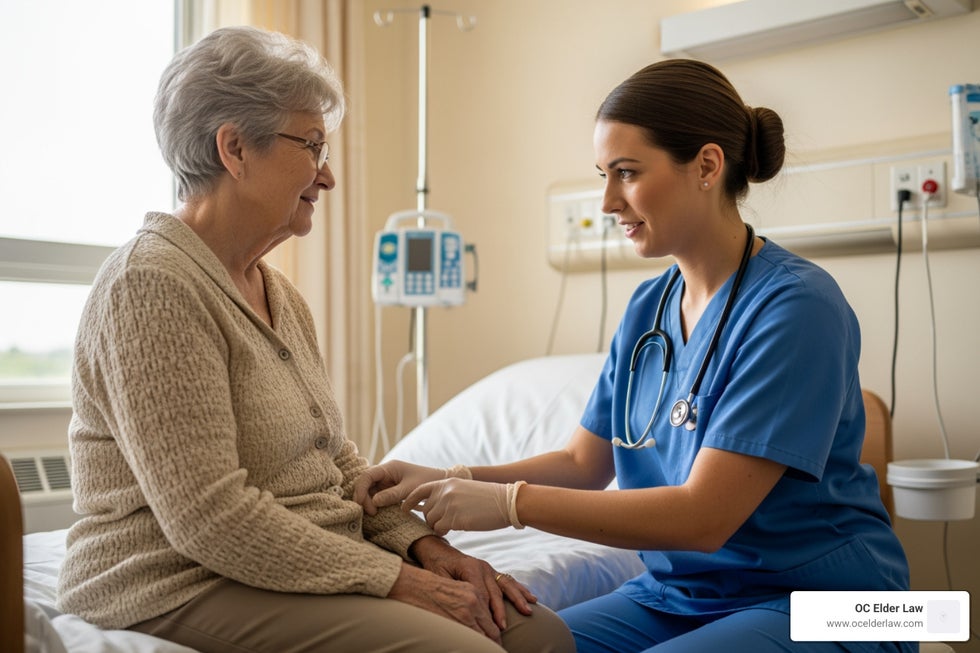 senior receiving professional care in nursing home - eligibility for medicaid nursing home care