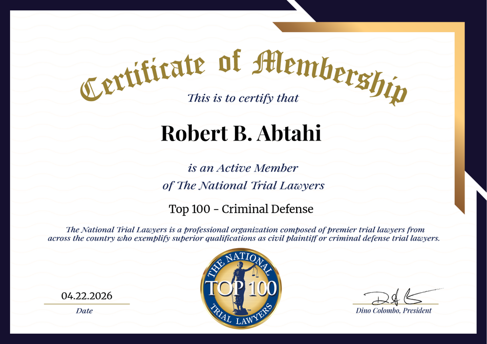 Texas Defenders’ Robert Abtahi Named to National Trial Lawyers Top for Criminal Defense