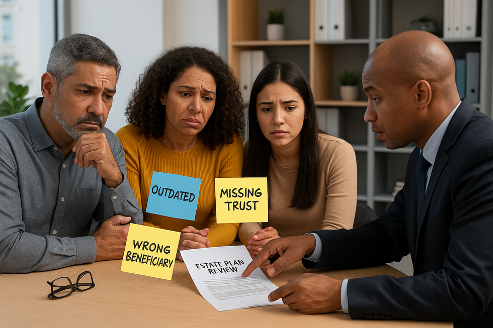 Florida family sitting with attorney to review and correct estate planning mistakes in a Miami law office