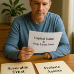 Florida man reviewing trust and capital gains tax documents as part of his estate planning strategy