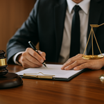 Florida probate attorney with gavel and estate planning paperwork on desk.