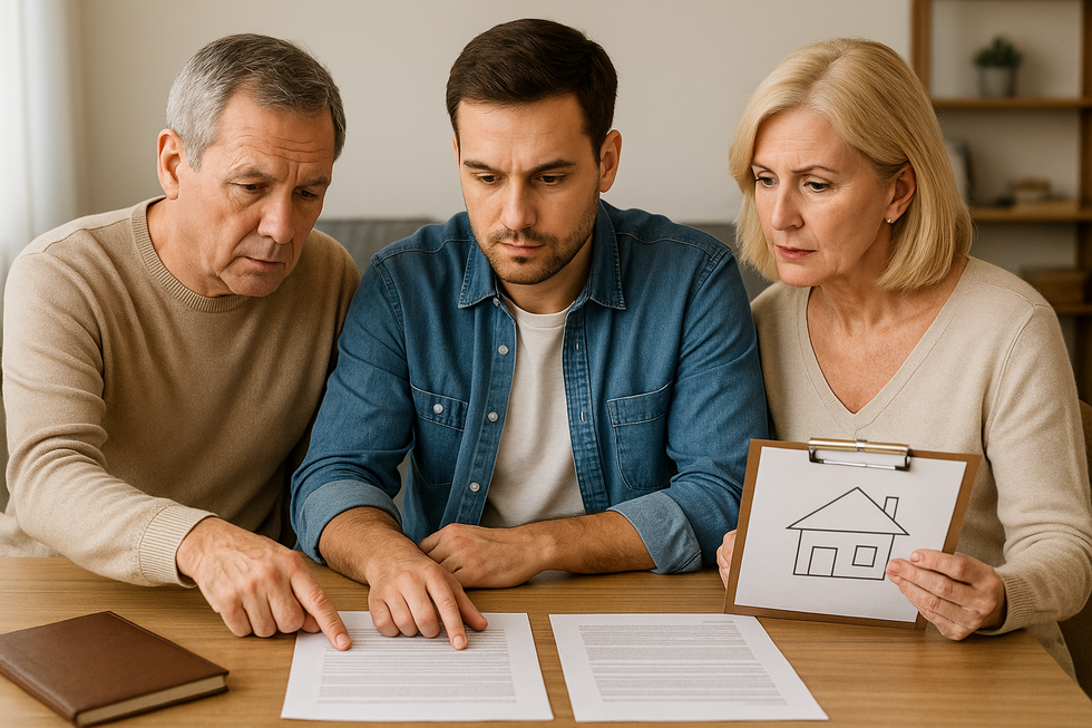 Florida parents and adult child discussing whether to add child to home deed.