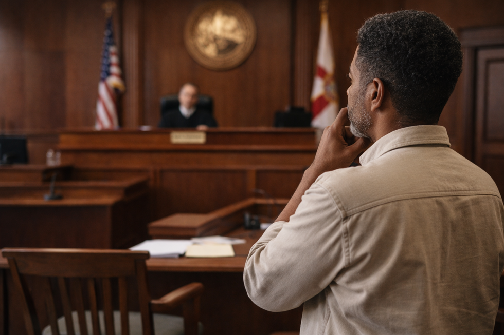Person standing in a Florida courtroom considering trusts versus wills for asset protection
