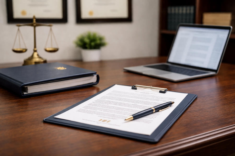 Miami Lakes estate planning attorney office with legal documents and planning materials on desk