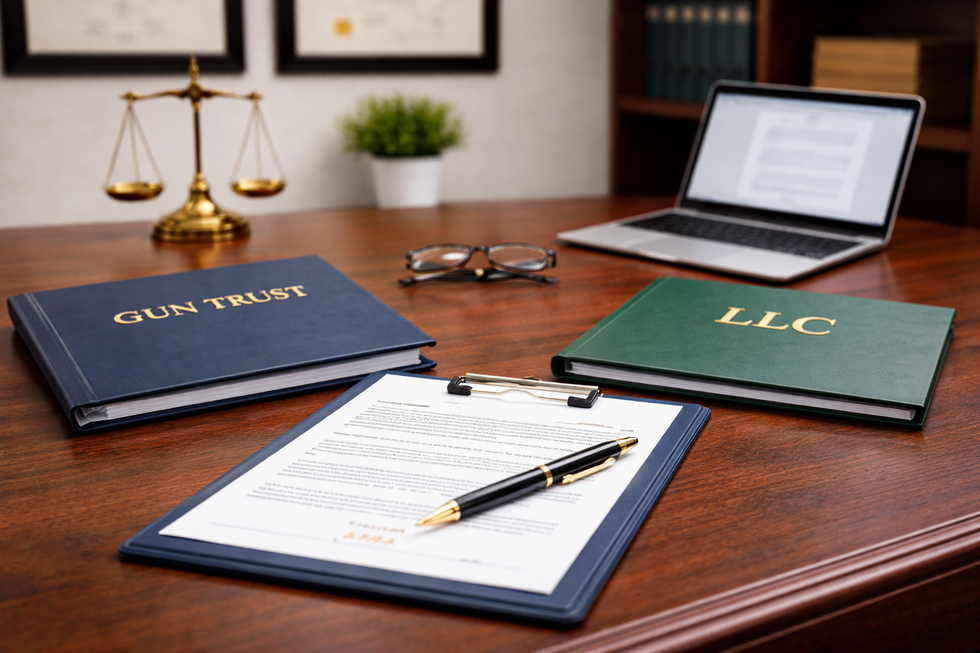 Miami Lakes estate planning attorney desk with documents representing gun trust and LLC comparison
