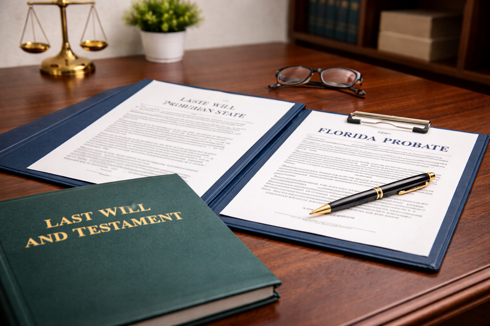 Miami Lakes estate planning attorney reviewing will documents and probate paperwork