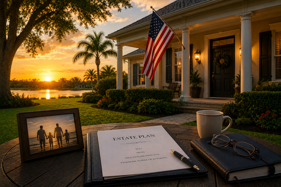 Florida family home with American flag representing estate planning and family legacy