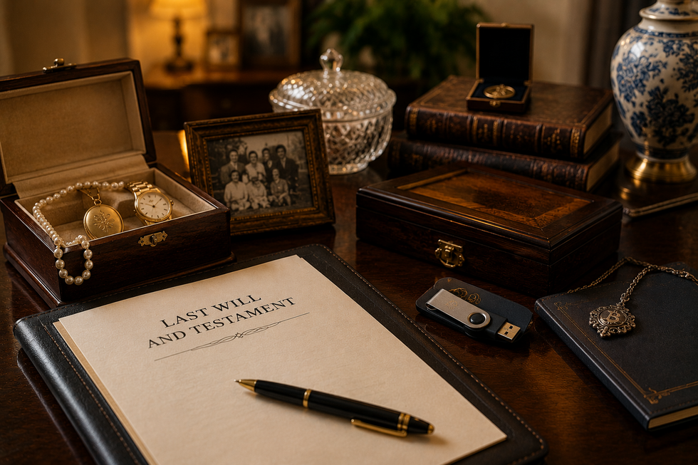 Family heirlooms and estate planning documents representing inheritance planning in Florida