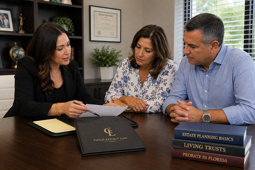 Miami Lakes family meeting with a Florida trust attorney about an asset that was not transferred into their revocable living trust