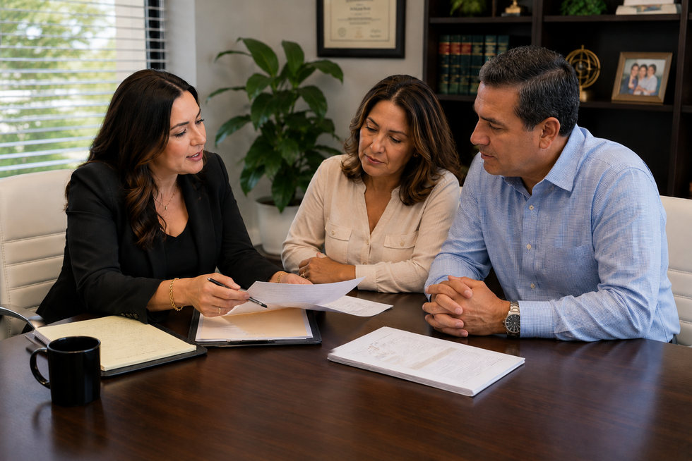 Miami Lakes couple meeting with a Florida trust attorney to review a pour-over will and revocable living trust