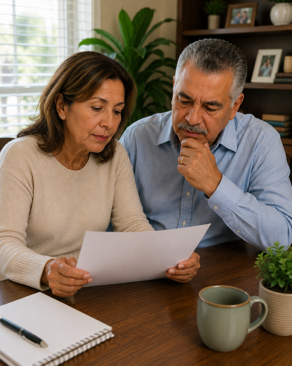 Miami Lakes Florida couple reviewing special needs trust and Medicaid estate planning documents at home