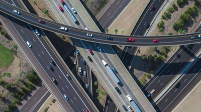 Aerial View of Busy Highway