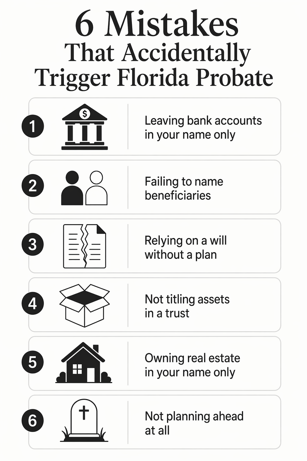 Six common mistakes that accidentally send Florida assets through probate