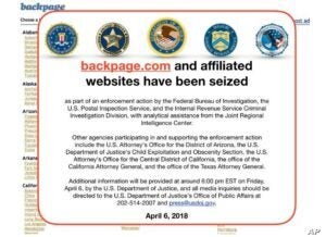 Backpage website seized