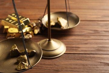 Gold Nuggets on a scale