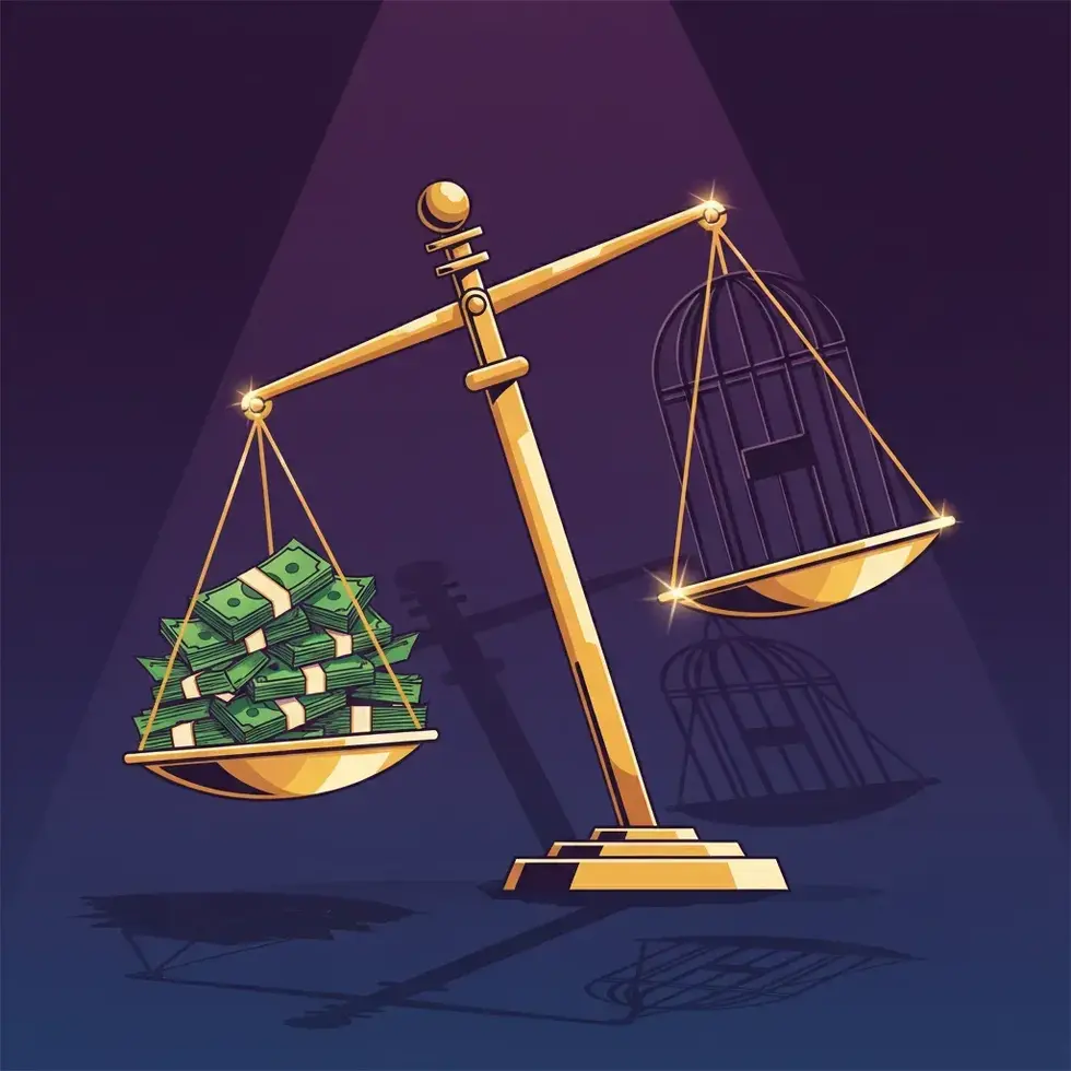Scales of justice with caseh