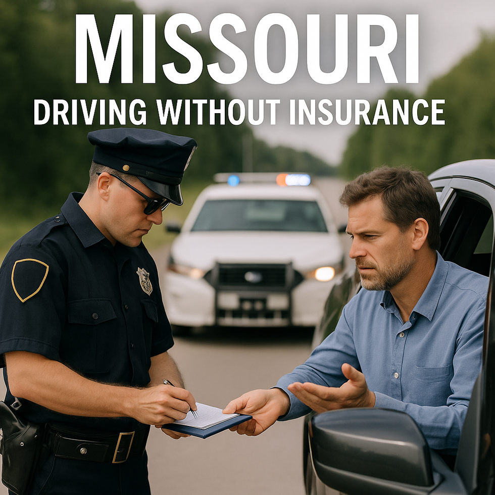 Missouri driver receiving ticket for no insurance during a traffic stop