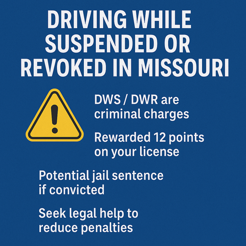 Infographic warning about driving while suspended or revoked in Missouri