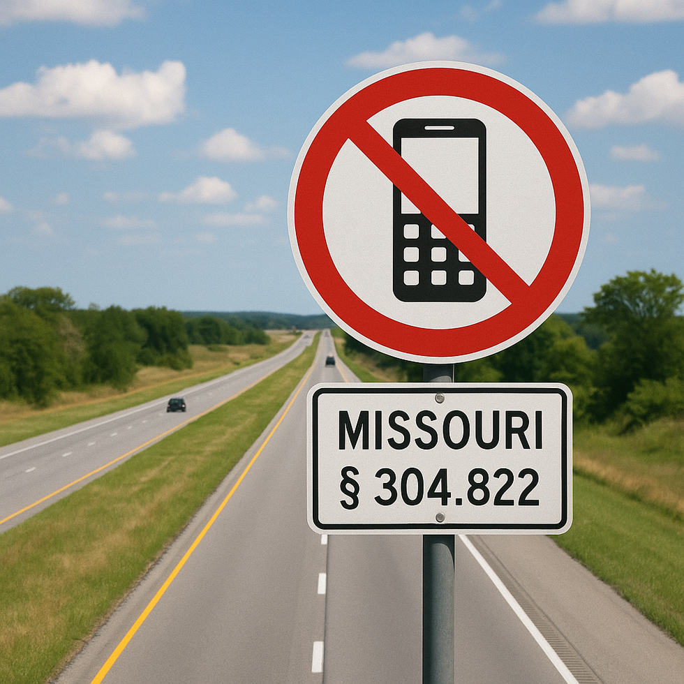 Missouri road with “no texting” highway sign