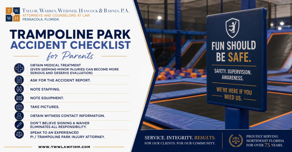 experienced trampoline park personal injury attorneys pensacola Florida 