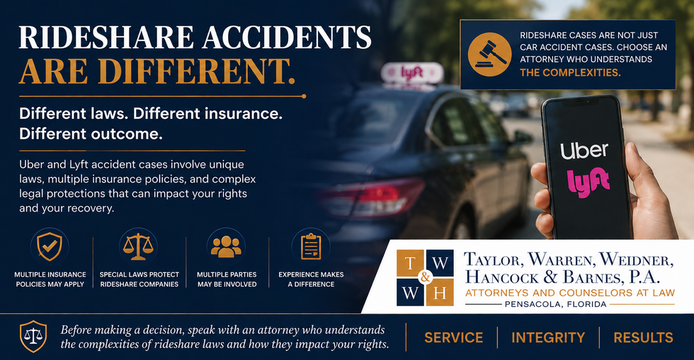 Experienced rideshare accident attorneys Pensacola FL