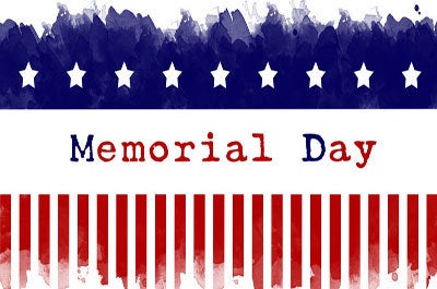 American flag themed image that says Memorial Day